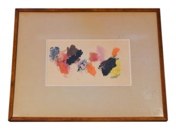 Framed Signed Abstract Oil On Paper