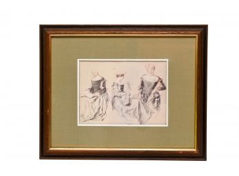 Framed Pencil On Paper Turner Wall Accessories Late 19th Century Study Of Woman In Three Poses