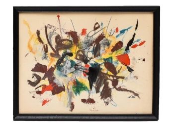 Framed Signed John Von Wicht (German, 1888-1970) Abstract Ink And Color Painting