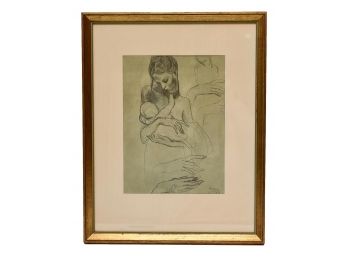 Signed Picasso 1904 'Mother And Child And Four Studies Of Her Right Hand' Framed Lithograph