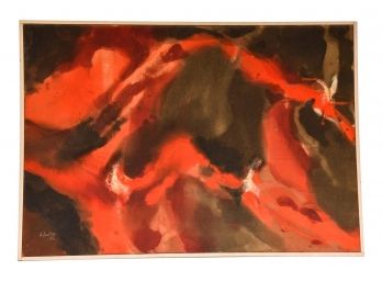 Framed Signed Charles Schucker 1954 (American, 1908-1989) Abstract Oil On Canvas Painting