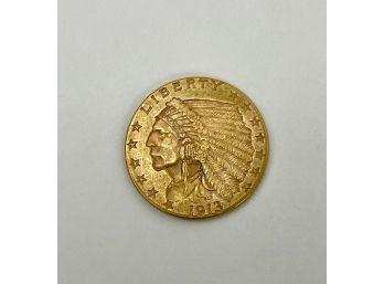 1913 US Gold $2.50 Piece Quarter Eagle Coin