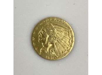 1910 Gold Quarter Eagle Coin US $2.50 Indian Head
