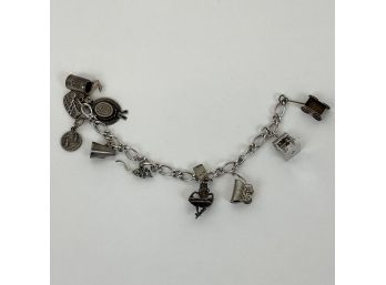 Sterling Silver Charm Bracelet With Sterling Silver Charms