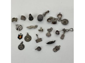 Lot Of 21 Loose Sterling Silver Charm Bracelet Charms