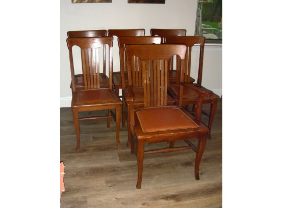 Set Of 7 Antique Oak Chairs
