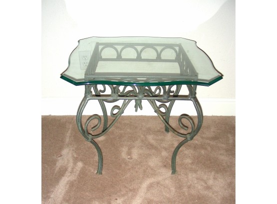 Iron Base Occasional Table With Shaped Glass Top (1 Of 2)