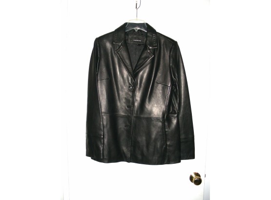 Jones New York Black Leather Jacket, Size L