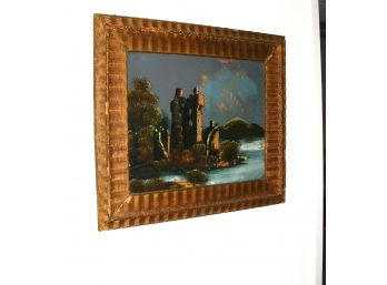 Framed Reverse Painting On Glass - Ross Castle, Ireland