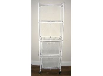 Rolling Metal Storage Shelving With 2 Drawers