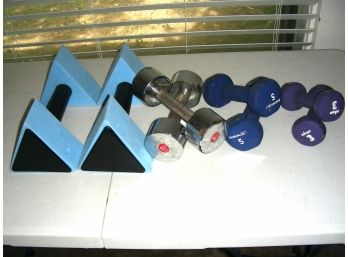 Exercise Lot: Workout Mat, Deltabells Water Workout Weights, Hand Weights - 3, 5, And 8 Lbs