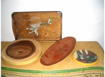Wood Tray, Bowl, And Trivets