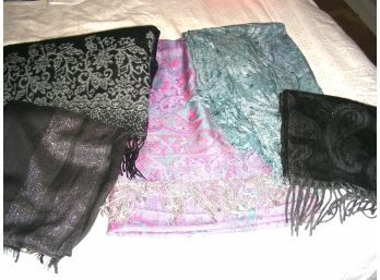 Scarves With Fringe (4) And A Shawl