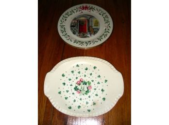 Lenox 2005 Annual Holiday Collector Plate And Lucky Clover Plate