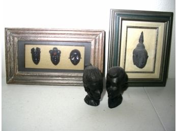 Head Figurines, Some Mounted And Framed