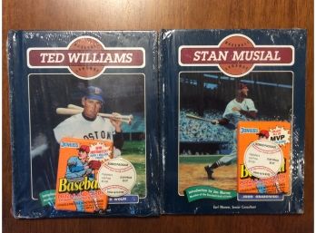 Ted Williams And Stand Musial Hardcover Books Sealed - Each With An Upopened 1990 Donruss Wax Pack #1