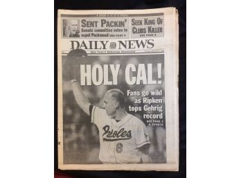 New York Daily News September 7, 1995 - Cal Ripken Jr. On Cover