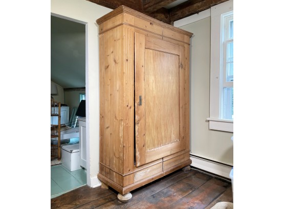 An Antique Scandinavian Pine Wardrobe Cabinet