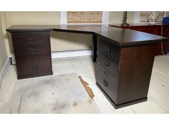 A Modern Corner Desk In Walnut Finish