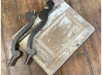 An Antique Paneled Cabinet Door And Architectural Salvage Pieces