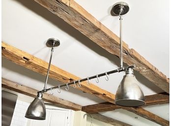 A Modern Brushed Steel Pot Hanging Light Fixture