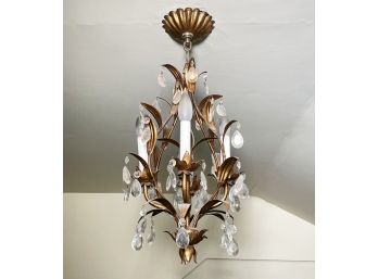 A Vintage Italian Bronze And Crystal Chandelier