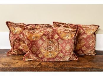 A Trio Of Accent Pillows In High Quality Velvet Print