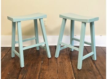 A Pair Of Painted Wood Stools