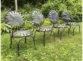 A Set Of 4 Antique Sunburst Chairs By Francois Carre