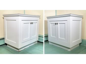 A Pair Of Setback Cabinets - With Pullout Drawers