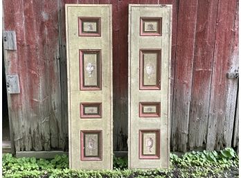 A Pair Of Antique Custom Painted Decorative Shutters
