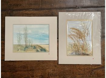 A Pairing Of Original Watercolors By J. Strong