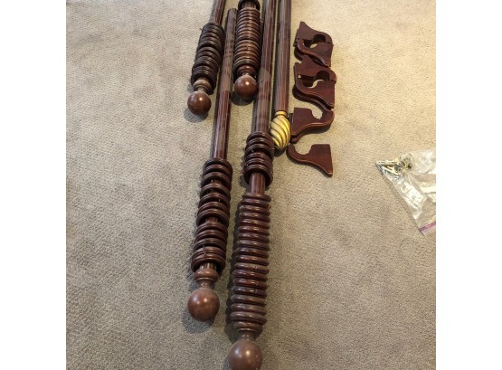 Hefty Wood Curtain Rods With Wood Rings And Finials