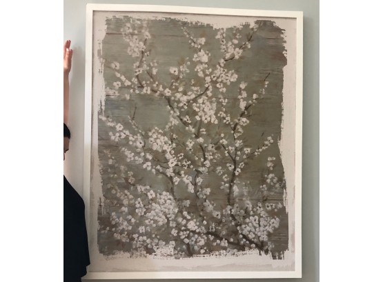 Huge Dogwood Abstract Painting - White Wood Frame