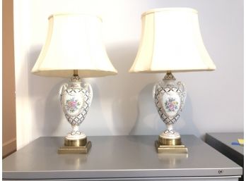 Victorian Revival Ceramic Lamp Set