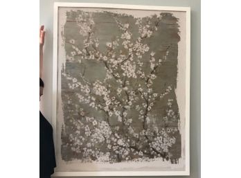 Huge Dogwood Abstract Painting - White Wood Frame