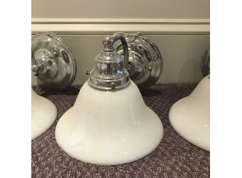 Chrome And White Glass Sconces - 6 Total