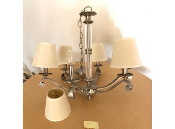 Nickel And Lucite 6 Arm Chandelier
