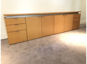 A Modern Blonde Oak Office Credenza By Bernhardt - 11.5' Long!
