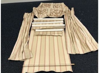Custom Striped Curtain Set - Shades, Panels And Valances