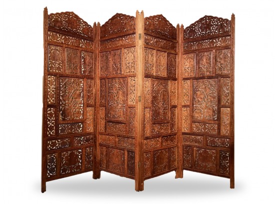A Fabulous Carved Indonesian Hardwood Dressing Screen