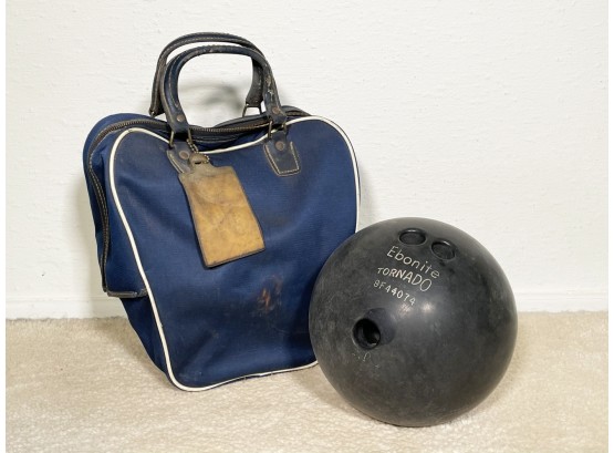 A Vintage Bowling Ball In Bag