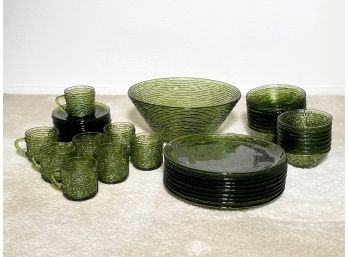 A Vintage Green Glass Dinner Service