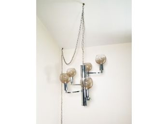 A Fabulous Chrome And Smoked Glass Mid Century Modern Chandelier