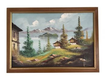 A Vintage Oil On Canvas, Alpine Scene
