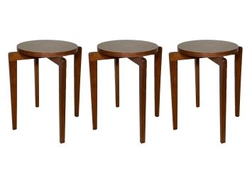 Three Midcentury Stackable End Tables