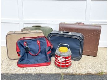 Vintage Luggage And A Cooler