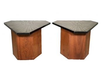 A Pair Of G. Urso Italian Etched Mid Century End Tables