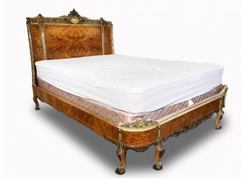 A Vintage Burl Wood Neo-Rococo Style Full Size Bedstead