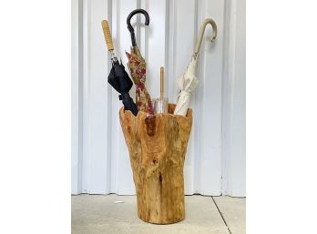 A Fabulous Natural Carved Wood Umbrella Stand